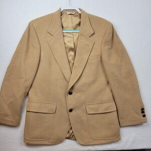 Vintage Barrister 100% Camel Hair Blazer Mens Size 42 Union Made USA Tan Jacket